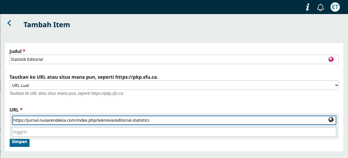 Form tambah item menu navigasi bertipe URL Luar