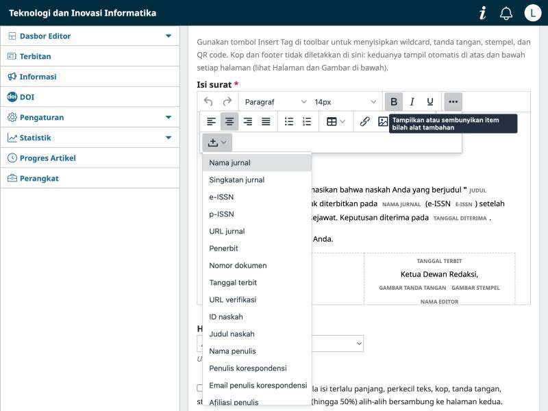Editor template dengan menu wildcard